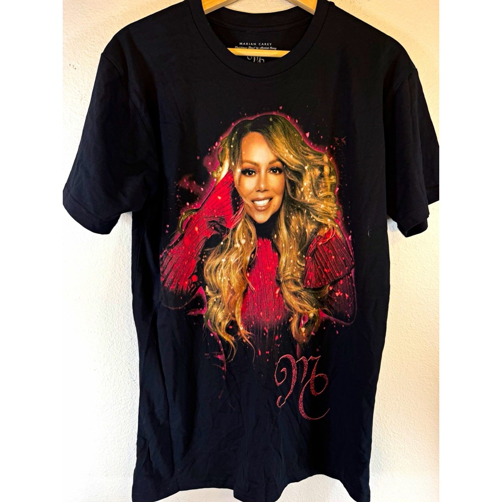 Mariah Carey Christmas Time! Tour Graphic Tee Black Crew Neck Cotton Unisex M
